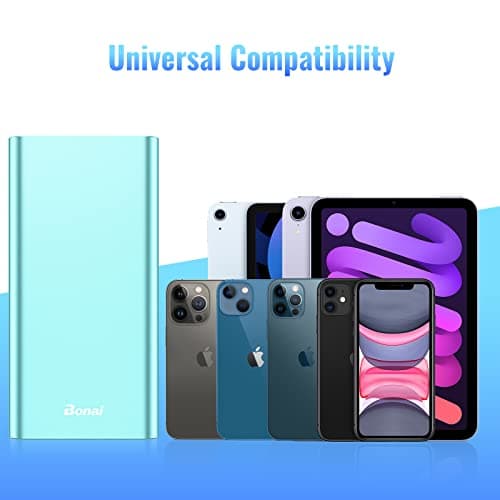 BONAI Portable Charger 20000mAh Power Bank 4 USB Output & Dual Input, Aluminum Polymer External Battery Pack for Road Trip Camping Compatible with iPhone iPad Smartphone Tablet etc. - Mint 7
