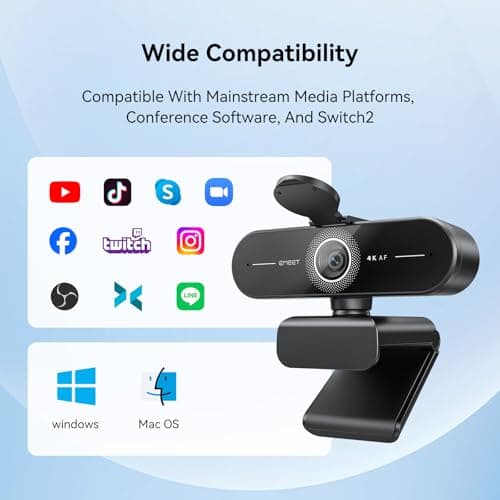 EMEET C60E 4K Webcam for PC - Ultra 4K HD, PDAF Autofocus, Dual Noise-Cancelling Mics, 73° FOV, Auto Light Correction, USB Plug&Play, Privacy Cover, Ideal for High-End Business Meetings&Live Streaming 7
