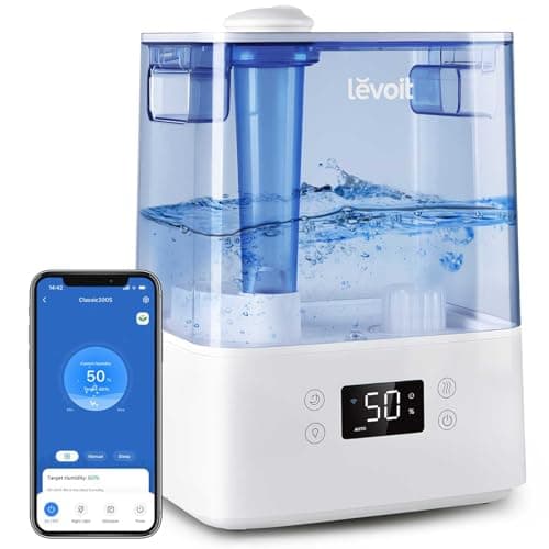 LEVOIT Classic300S Ultrasonic Smart Top Fill Humidifier, Extra Large 6L Tank for Whole Family, APP & Voice Control, Essential Oil Diffuser, Humidity Setting with Sensor, Quiet Sleep Mode, Night Light