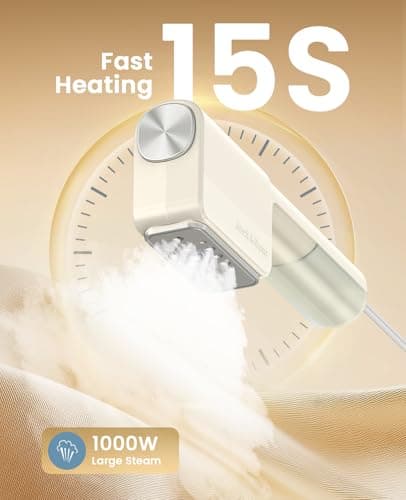 Jack ＆ Rose Travel Steamer For Clothes,110-230V,0.9Ib Light,9 * 2.6in Small Mini Travel Size,Steamer Iron 2 in 1,15s Heat-Up,Ceramic Heat Panel,For Global ＆ Europe Traveling 5