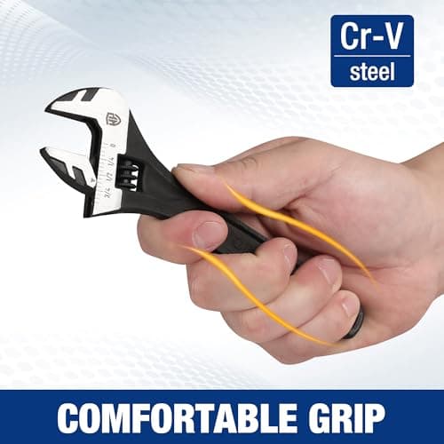 WORKPRO 6" Adjustable Wrench, Black Oxide Wrench 6 Inch with Inch/Metric Scale, Premium Cr-V Steel 6