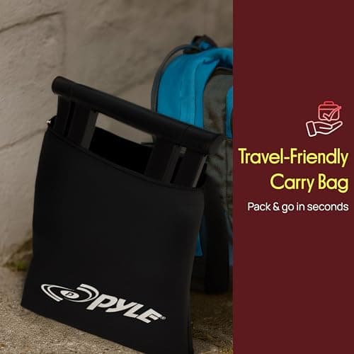 Pyle Portable Folding Laptop Stand - Foldable Laptop Stand with Adjustable Height, Secondary Accessory Tray for iPad, Tablet, DJ Mixer, Workstation, Gaming, Home Use and Carrying Bag Included 5