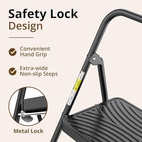 Jocauto 2 Step Ladder, Step Stool with Wide Anti-Slip Pedal, Step Ladder Folding Step Stool for Adults, Portable ladders for Home Kitchen 5