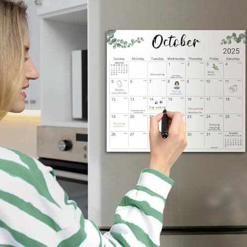 Aesthetic 2025 Magnetic Calendar for Refrigerator, Fridge Calendar Magnet Runs Until June 2026, 21 Monthly Refrigerator Calendars with Greenery Design for Easy Organizing, 2025 New Edition 7