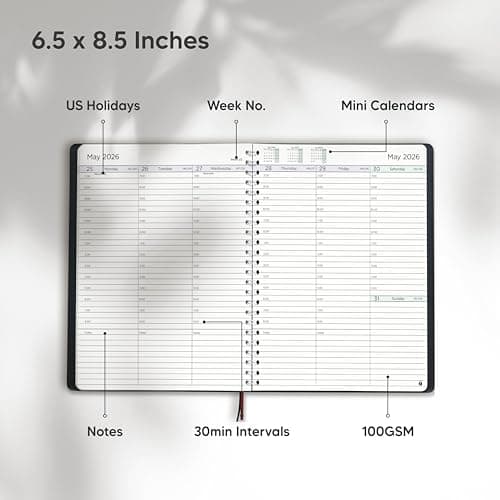 Academic Planner 2025-2026 - Hourly 2025-2026 Planner Weekly and Monthly - Appointment Book with Flexible Cover, Twin-Wire Binding - Simple Design for Productivity. June 2025 - July 2026. 6.5 x 8.5 6