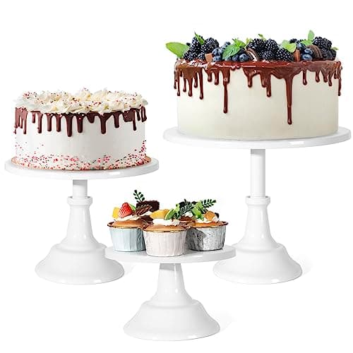 saiguomi 3Pcs Cake Stand, White Round Cupcake Stand 8/10/12Inch Dessert Display Stand Cupcake Holder Pastry Serving Plate for Baby Shower Wedding Birthday Party Celebration Home Decoration