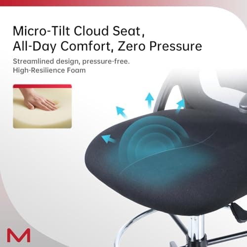 Ergonomic Office Chair, Tall Drafting Desk Chair with Lumbar Support, Flip-Up Armrests, Adjustable Foot Ring, Standing Desk Chair, High Computer Chair 7