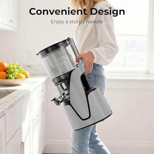 EanOruus Juicer Machines, 3-in-1 Cold Press Juicer with 6.5" Extra Large Chute, 100oz Large Capacity, AC Motor, Makes Juice, Nut Milk & Sorbet, Silver Gray 12