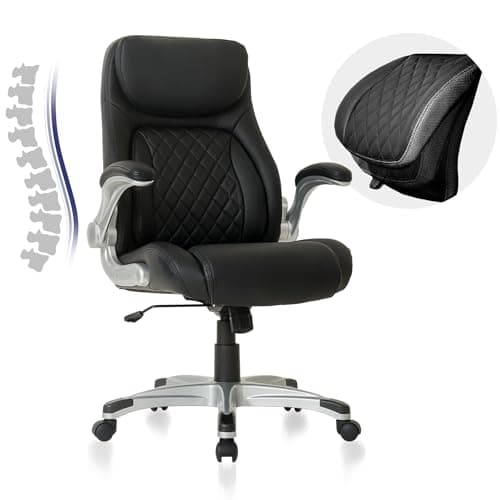 Nouhaus Ergonomic Office Chair Premium Microfiber Leather Adjustable Lumbar Support & Armrests, High Back Comfy Desk Gaming Chairs Executive Computer Swivel Chair Tilt Function(Posture,Black)