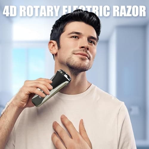 Snapbuy Electric Razor for Men, Electric Razor Pro, Ipx7 Waterproof Cordless Shaver with 90-Min Runtime, 4D Floating Head Rotary Shaver, Fast Charging (Black) 7