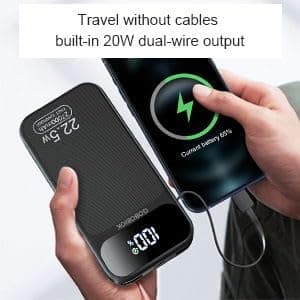 GOBOBIOK Power Bank 27000mAh Fast Charging Built-in 2 Cables, 22.5W Portable Charger, Portable USB C Power Bank Battery Pack with LCD Display Powerbank for Smartphones Tablets and More 8