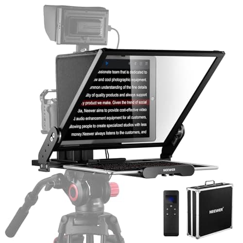 NEEWER Teleprompter X17 II with RT113 Remote/APP Control, 17" HD Beamsplitter All Metal Frame Upgraded Camera Mount QR Plate Compatible with Manfrotto 501PL iPad iPhone, Max Load 44.1Ib, Assembly Free