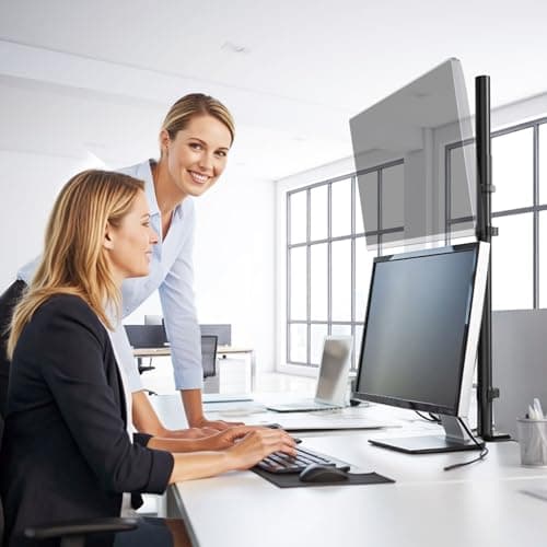 Steel Extra Tall 32 Inch 2-Section Monitor Stand Pole - with Mounting Base, Heavy Duty Center Pole (Supports Up to Max. 88 lbs), 2 Mounting Options, Black 7