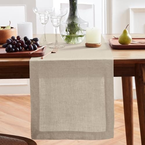 Solino Home Linen Table Runner 36 Inches - 100% Pure Linen Flax Table Runner 14 x 36 Inch Ideal for Dresser and Coffee Tables - Spring, Easter, Mothers Day - Sonoma
