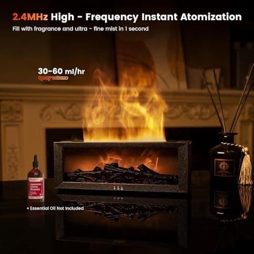 Colorful Flame Fireplace Diffusers for Essential Oils Aroma Flame Diffuser Fireplace Humidifier with Remote 150ml Ultrasonic Air Humidifier with Timer for Home Bedroom Room Office 6