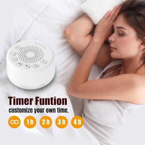 Sound Machine Easysleep White Noise Machine with 25 Soothing Sounds and Night Lights with Memory Function 32 Levels of Volume and 5 Sleep Timer Powered by AC or USB for Sleeping Relaxation (White) 6