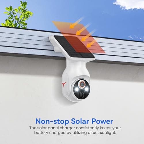 HopeFlex 1080p WiFi Security Camera with Solar Panel, Battery Powered, Pan Tilt, AI Motion Detection, Night Vision, 2-Way Talk, IP65, Cloud Storage (Sold Separately), 2.4GHz WiFi Only 6