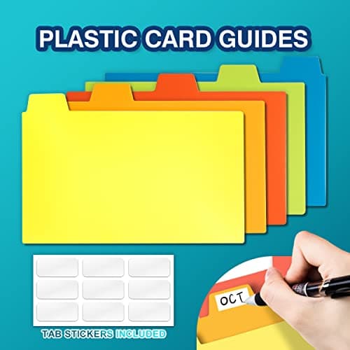 H4D 3x5 Index Card Case with 100 Heavyweight Ruled Index Cards and Dividers, Black 5