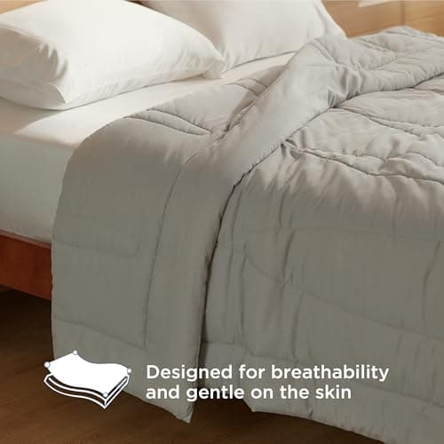 Bedsure Cooling Comforter Twin XL Size - Rayon Derived from Bamboo Blend & Breathable Lyocell Grey Comforter, Natural Cool Duvet for Hot Sleeper, Ultra-Soft and Moisture-Wicking, Gray, 92x68 Inches 7