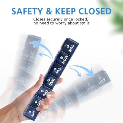 2-Pack Weekly Large Pill Organizer for Travel, 7 Day Pill Boxes and Organizer, Big Compartments Pill Case AM PM,14 Day XL Medication Organizer Dispenser for Fish Oils, Vitamin Holder Supplement 6