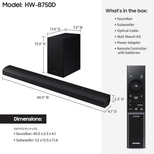 Samsung HW-B750D 5.1ch Soundbar with Dolby Virtual:X DTS (2024) Bundle with 2 Year CPS Enhanced Protection Pack 6