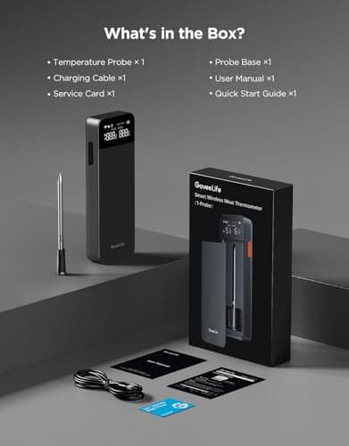 GoveeLife Bluetooth Wireless Meat Thermometer with Digital Standalone LCD Base, WiFi Unlimited Range, ±1.8℉ Accuracy, Food Grade Internal Ambient Sensor Probes for Kitchen, BBQ, Grill, Oven, Smoker 8