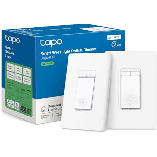 TP-Link Tapo Matter Smart Dimmer Switch: Voice Control w/Siri, Alexa & Google Assistant, UL Certified, Timer & Schedule, Easy Guided Install, Neutral Wire Required, Single Pole, Tapo S505D(2-Pack)