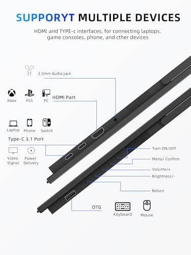 MAGICRAVEN 23.8" Portable Monitor, 1080P 100Hz VESA Large Laptop Screen, USB C/HDMI Second Display with Speakers, Laptop Screen Extender for Windows/Mac/Android/IOS/PS4/Switch/Xbox 6