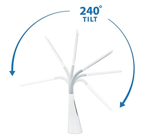 Turcom LED Desk Lamp with Fan, Cool Breeze Lamp with Bladeless Fan with Adjustable Neck, 3 Speeds and 5 Brightness Levels, White 8