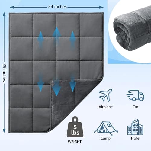L'AGRATY Weighted Lap Blanket 5lb: Small Weighted Blanket for Adults Portable Travel - Cooling Pad for Relaxation Sleeping - Cozy Washable All-Season (29" x 24") 6