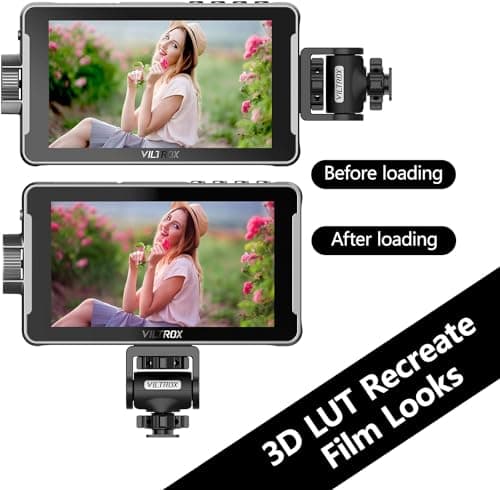 VILTROX Camera Field Monitor DC-550pro 5.5" Kit Touch Screen 4K HDMI DSLR Cameras Video Monitors with Sunshade Hood np-f550 Battery 6