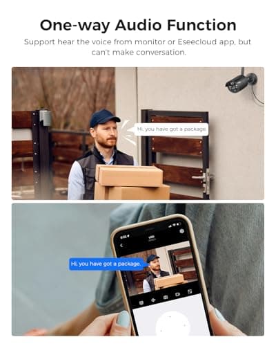 Hiseeu [16CH Expandable] 2.4G/5G Wireless Pro Security Camera System, 10.1" LCD 8MP Monitor, Wired Plug-in Powered 4Pcs 5MP Outdoor Indoor Cameras, One-Way Audio, Waterproof, Motion Detection, 1TB HDD 8