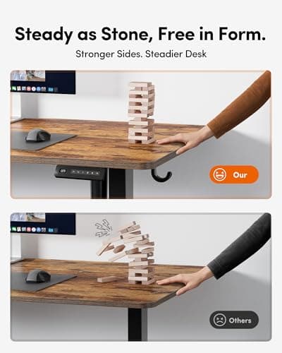 FEZIBO Electric Standing Desk, 48 x 24 Inches Height Adjustable Stand up Desk, Sit Stand Home Office Desk, Computer Desk, Rustic Brown 6