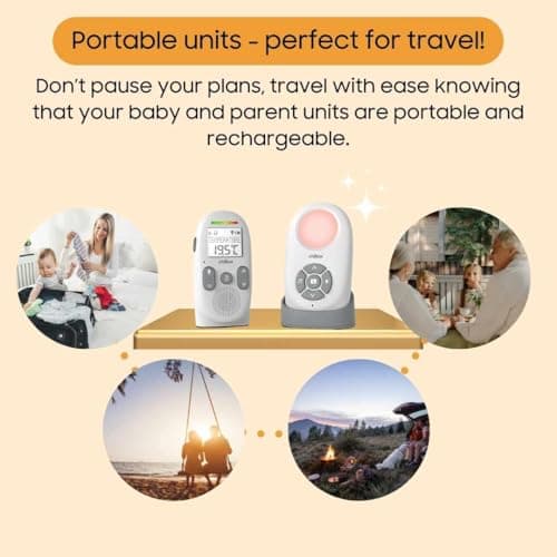 Chillax Baby 360 Digital Audio Monitor | 4-in-1 Baby Monitor with Night Light, Soothing Sound Machine, Room Temperature Sensor & Long-Range DECT 6.0 Audio | Portable & Rechargeable with Two-Way Talk 5