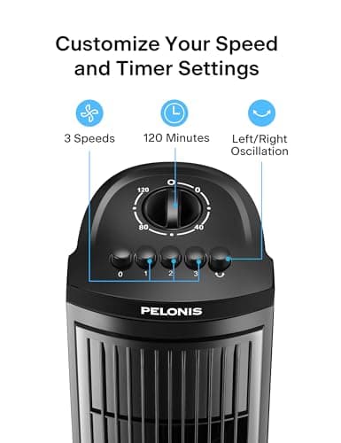 PELONIS 30 Inch Oscillating Tower Fan with 3 Speed Settings and Auto-off Timer, Standing Fan PFT28A2BBB, Black, medium 7