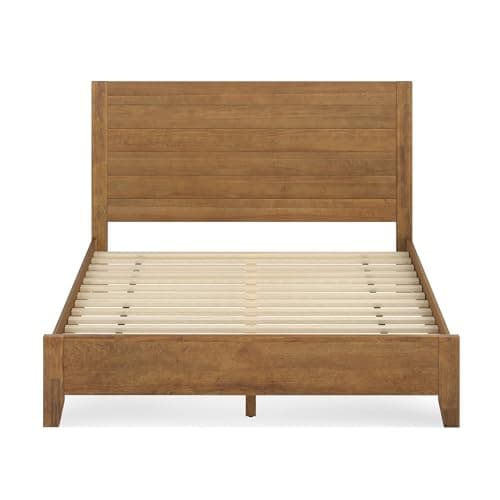 Cozyman Queen Bed Frame with Headboard, 100% Solid Acacia Wood Platform, 800lb Heavy Duty Support with 10 Reinforced Legs, Noise-Free No Box Spring Needed, Low-Profile Design, Dark Wood 9