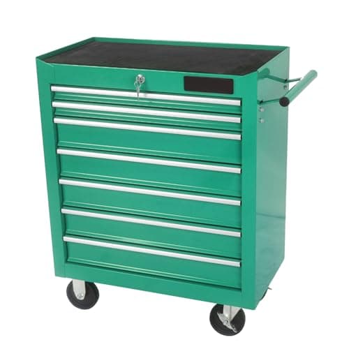 7 Drawer Rolling Tool Chest,Tool Cabinet on Wheels with Locking System,Rolling Tool Box Organizer Tool Case,Multifunctional Tool Cart Mechanic Tool Storage Cabinet for Garage,Wareh Green One Size 6