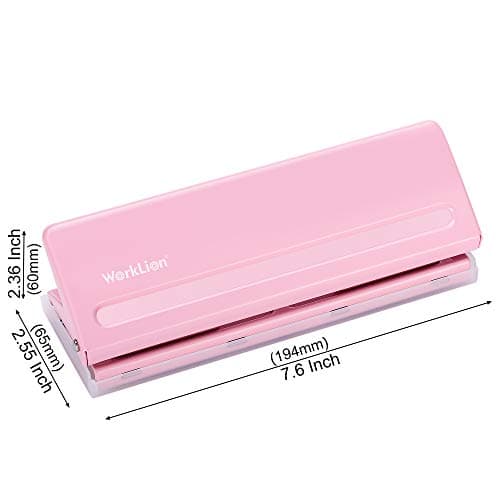 WORKLION Adjustable 6 Hole Punch: Metal Six Hole Puncher for Planners and 6-Ring Binders with 6 Sheet Capacity for A4 / A5 / A6 / Personal/Pocket Size (Pink) 5