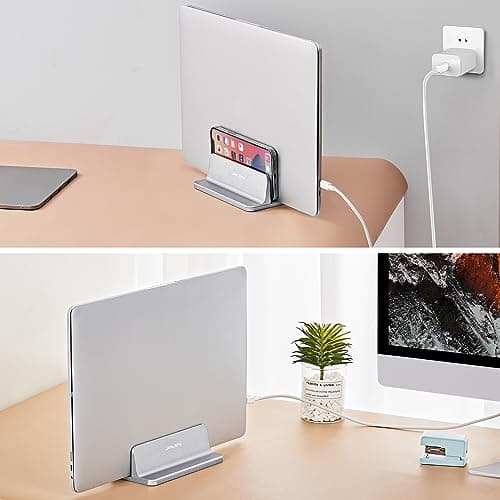 JARLINK Vertical Laptop Stand, Aluminum Laptop Holder Desktop Stand with Adjustable Dock Size (up to 17.3 inches) Compatible with All MacBook/Surface/Dell/Gaming Laptops (Silver) 7