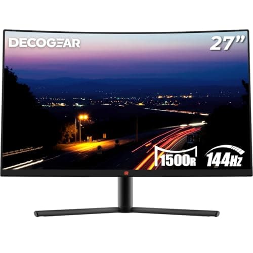 Deco Gear 27-Inch 2560x1440 144Hz Curved Gaming Monitor, VA, 16:9, 3000:1, Color Accurate, HDR400