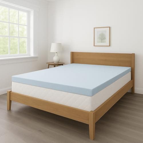 LOUNJ Gel Memory Foam Mattress Topper Full XL, 2 Inch Cooling Bed Topper for Back Pain Relief and Pressure Support, CertiPUR-US Certified, Made in USA, Blue