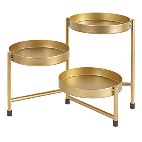 Kate and Laurel Finn Modern Tri-Level Plant Stand, 7.25 x 7.25 x 10, Gold, Indoor Multi-Tiered Plant Stand for Tabletop