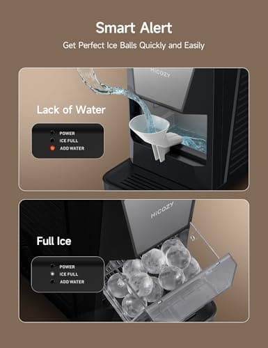 HiCOZY B1 2" Clear Ice Ball Maker Countertop,Sphere Ice Maker with IcyGem Technology, 2 Big Balls in 60Mins,40 pcs/Day, Self-Cleaning Ice Machine with Ice Tong for Cocktails, Whiskey & Bourbon 6