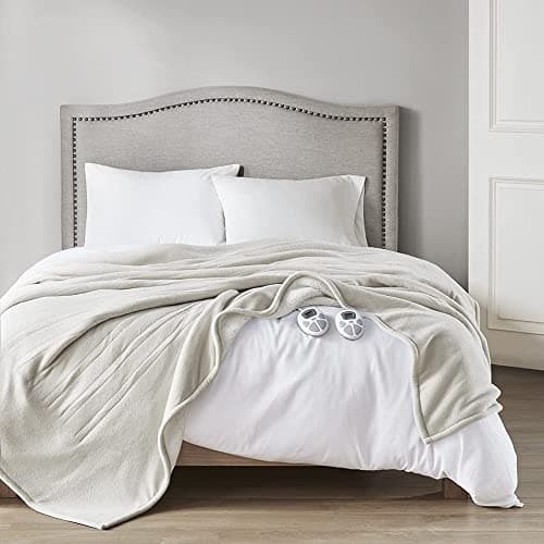 Serta Heated Blanket - Reversible Fleece to Sherpa Electric Blanket, Fast Heating, Auto Shut Off Timer, Multi Heat Setting, ETL Certified, Machine Washable, Tan King 90"x 100"