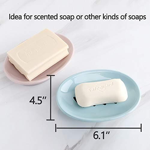 WYOK 2-Pack Soap Dish with Drain Plastic Sponge Holder Easy Cleaning Soap Saver Tray Caddy Keep Dry Stop Mushy for Shower Bathroom Kitchen(White) 6