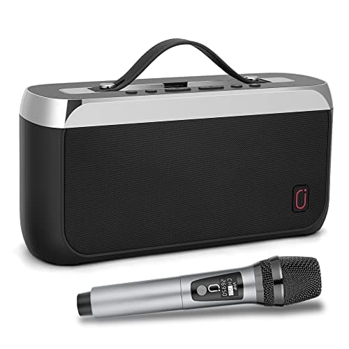 JYX Bluetooth Speaker with Wireless Microphone, 40W Stereo Sound with Bass, Support TWS, FM, for Outdoor/Indoor Party,Kids/Adults - Gray