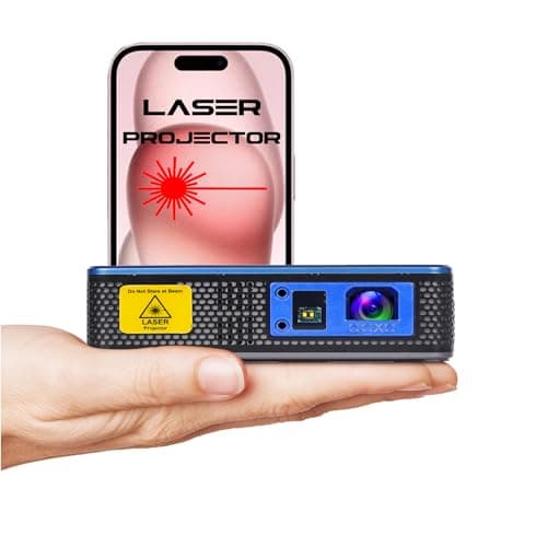 [2.5 hr battery] AAXA M8 Worlds Brightest Laser Battery powered 4K Mini Projector, RGB Laser, Ultra Portable Business or Outdoor EKeystone Efocus Android Onboard USBC Mirroring HDMI