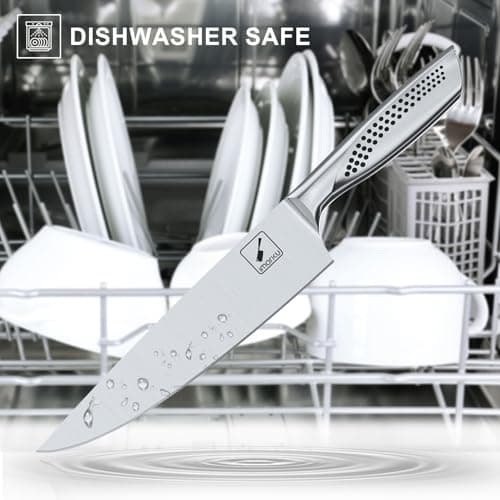 imarku Knife Set, 16PCS High Carbon Stainless Steel Kitchen Knife Sets with Block Ultra Sharp Knife Block Set, Japanese Knife Set with Dotted Non-slip Ergonomic Handle, Dark Brown, Best gifts 7