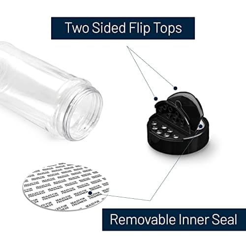 RoyalHouse 6 Pack 16 Oz Plastic Spice Jars with Black Cap, Clear and Safe Plastic Bottle Containers with Shaker Lids for Storing Spice, Herbs and Seasoning Powders, BPA Free, Made in USA 3