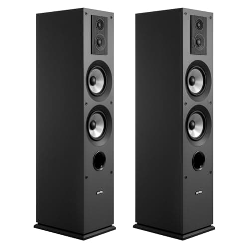 VEVOR Passive Floorstanding Speakers Pair, 3-Way, Floor-Standing Tower Speakers with 0.75 in & 1 in Tweeter, 5.25 in Woofers, 145W Peak, 70Hz–20kHz Frequency Response, MDF Enclosure, for Home Audio 9